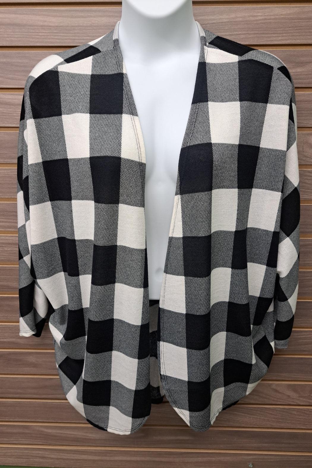 Black & White Plaid Cardigan Product Image