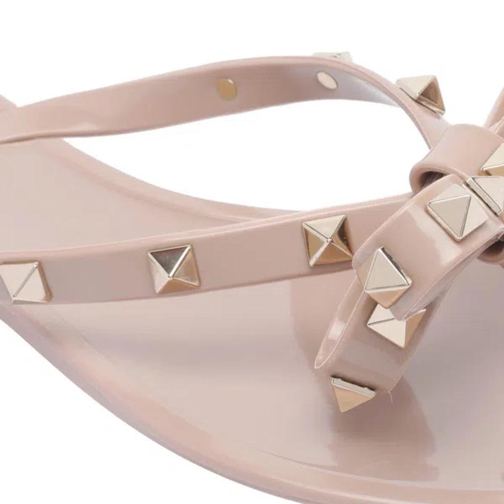VALENTINO GARAVANI Women Rockstud Rubber Flip Flops In Beige Product Image
