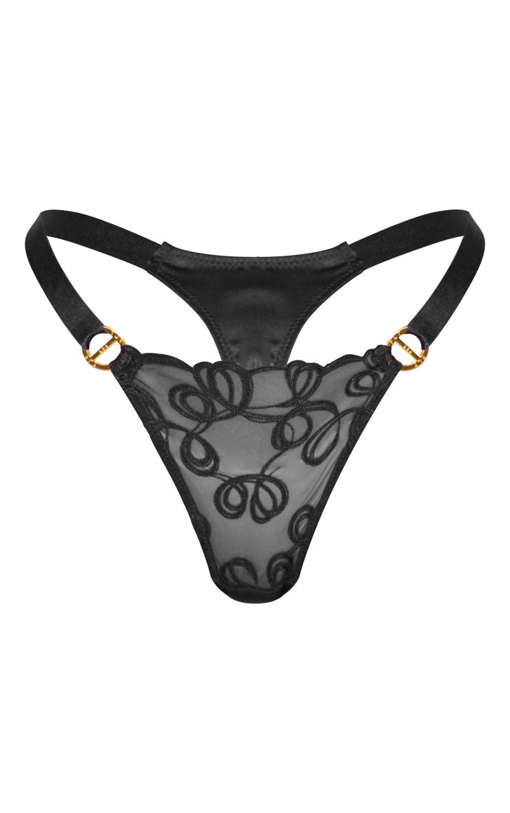 Black Swirl Embroidery Underwired Cup Size Bra Product Image