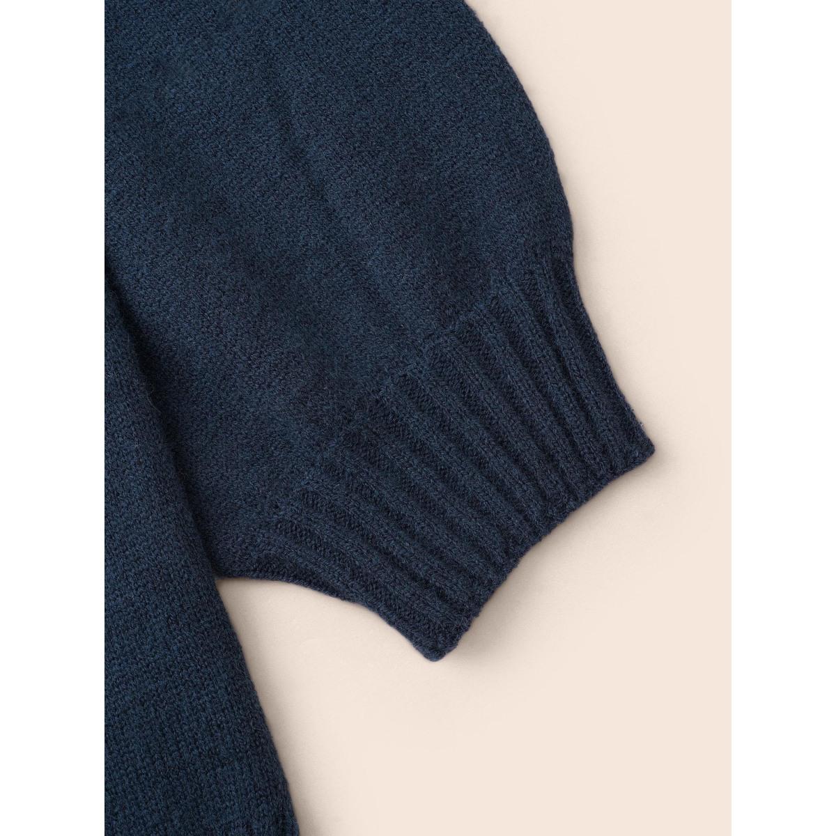 Plus Size Rhinestone Decor Dropped Shoulder Pullover Indigo Women Casual Loose Long Sleeve Round Neck Everyday Pullovers BloomChic 30/6X Product Image