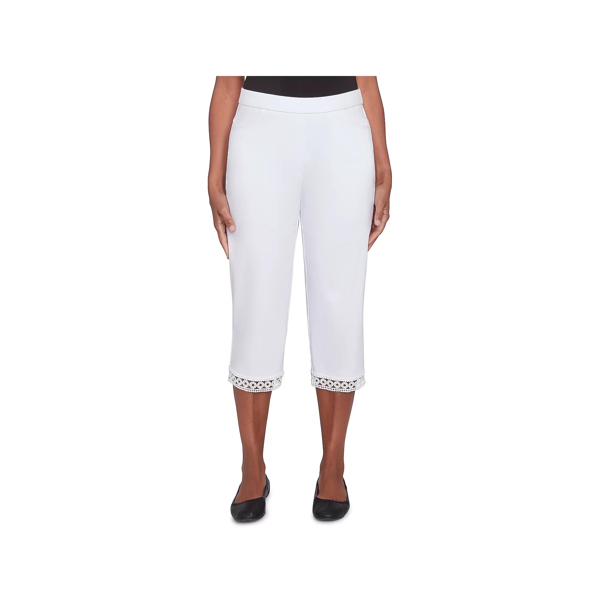 Women's Alfred Dunner Comfort Allure Embellished Capri Pant, Size: 16, Pure White Product Image