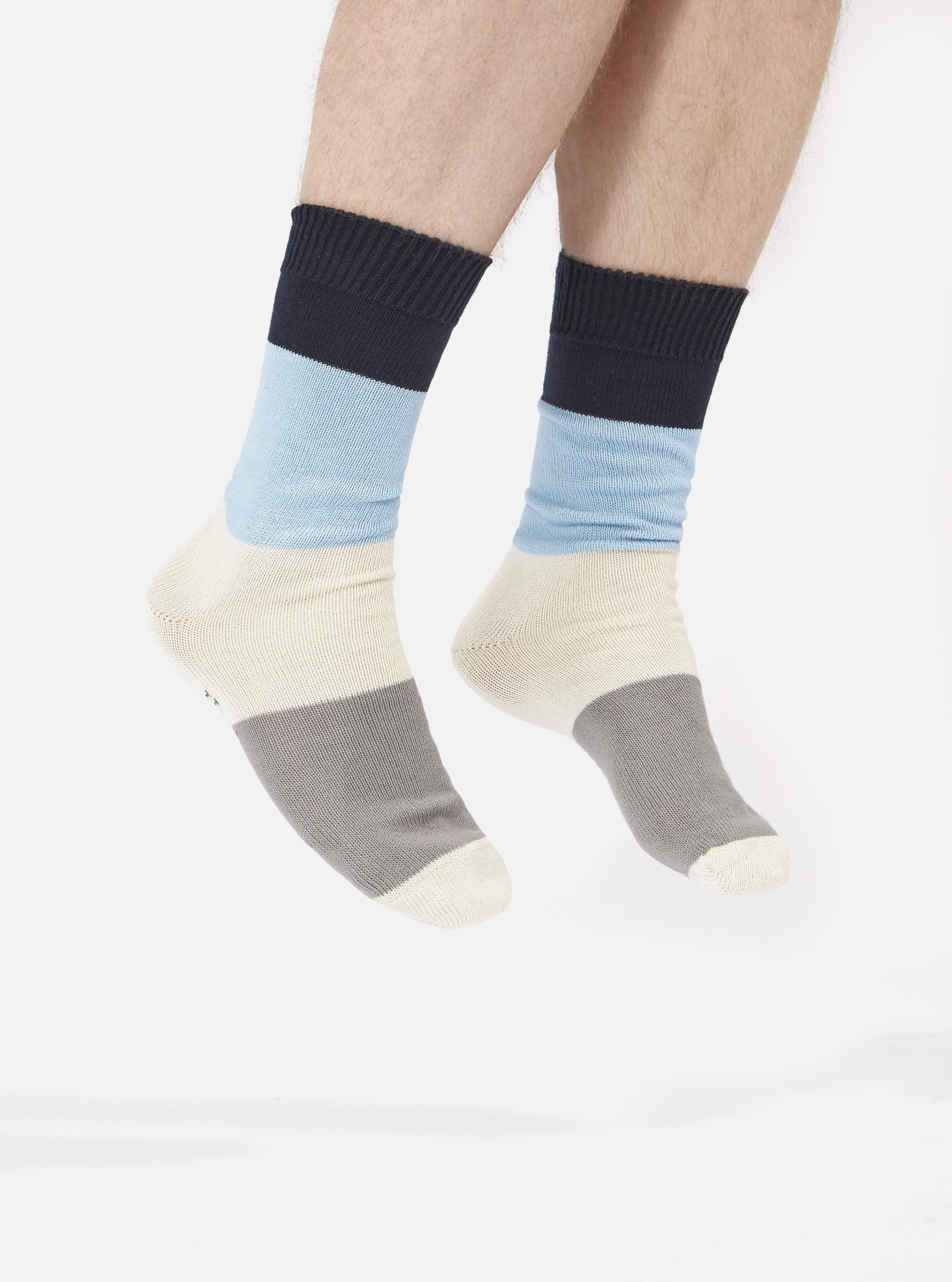 Universal Works Bold Stripe Sock in Navy/Sky Cotton Product Image