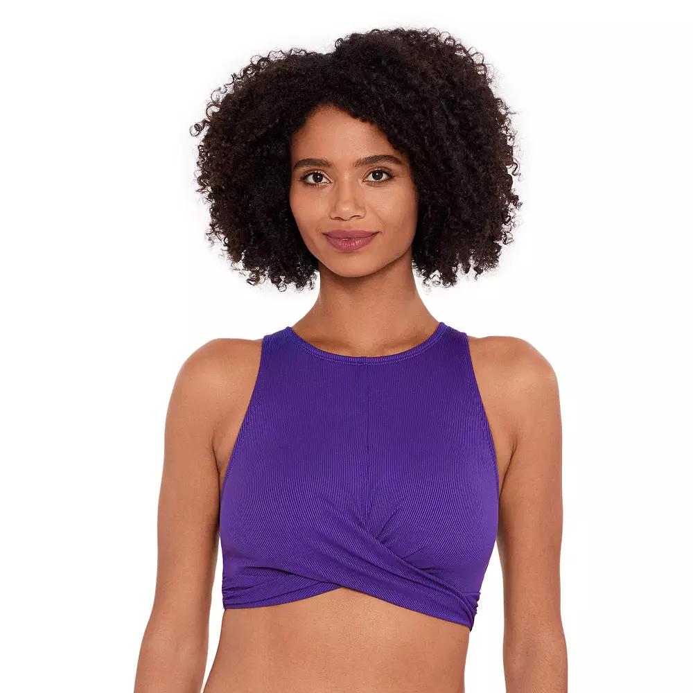 Women's Eco Beach Criss Cross Highneck Hook Back Bikini Top,  Product Image