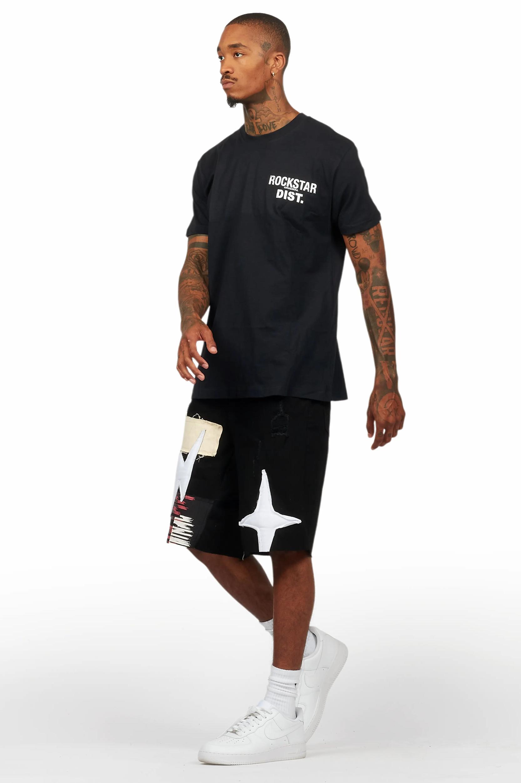 Carlin Black T-Shirt/Denim Short Set Male Product Image