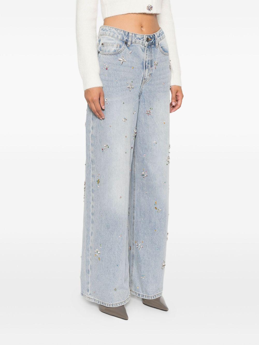 crystal-embellished wide-leg jeans Product Image