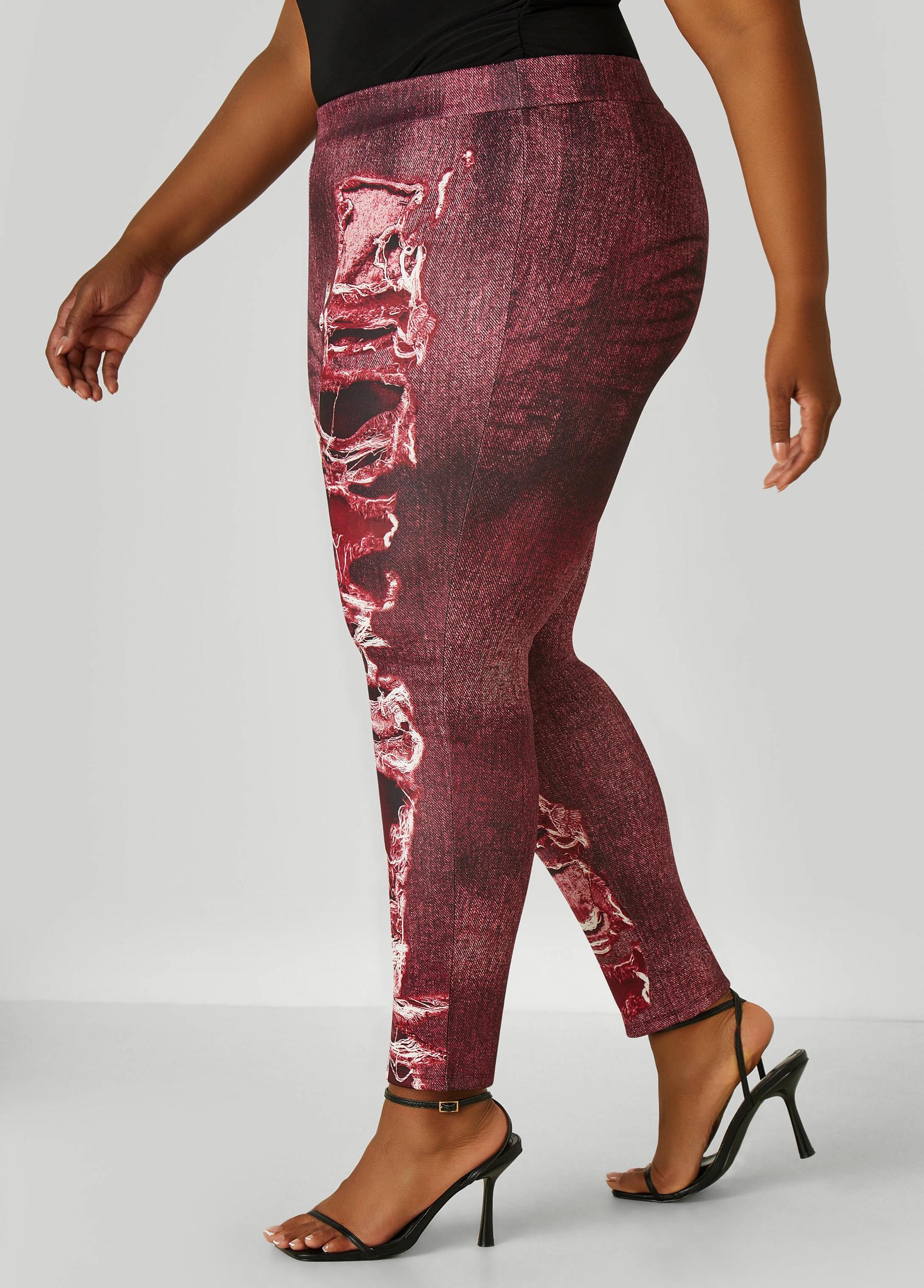 Plus Size Denim Print Leggings Ashley Stewart Product Image