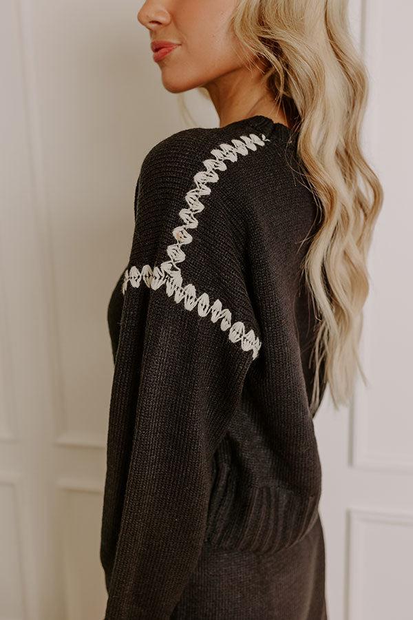 Coffee Shop Cutie Knit Sweater in Black Product Image