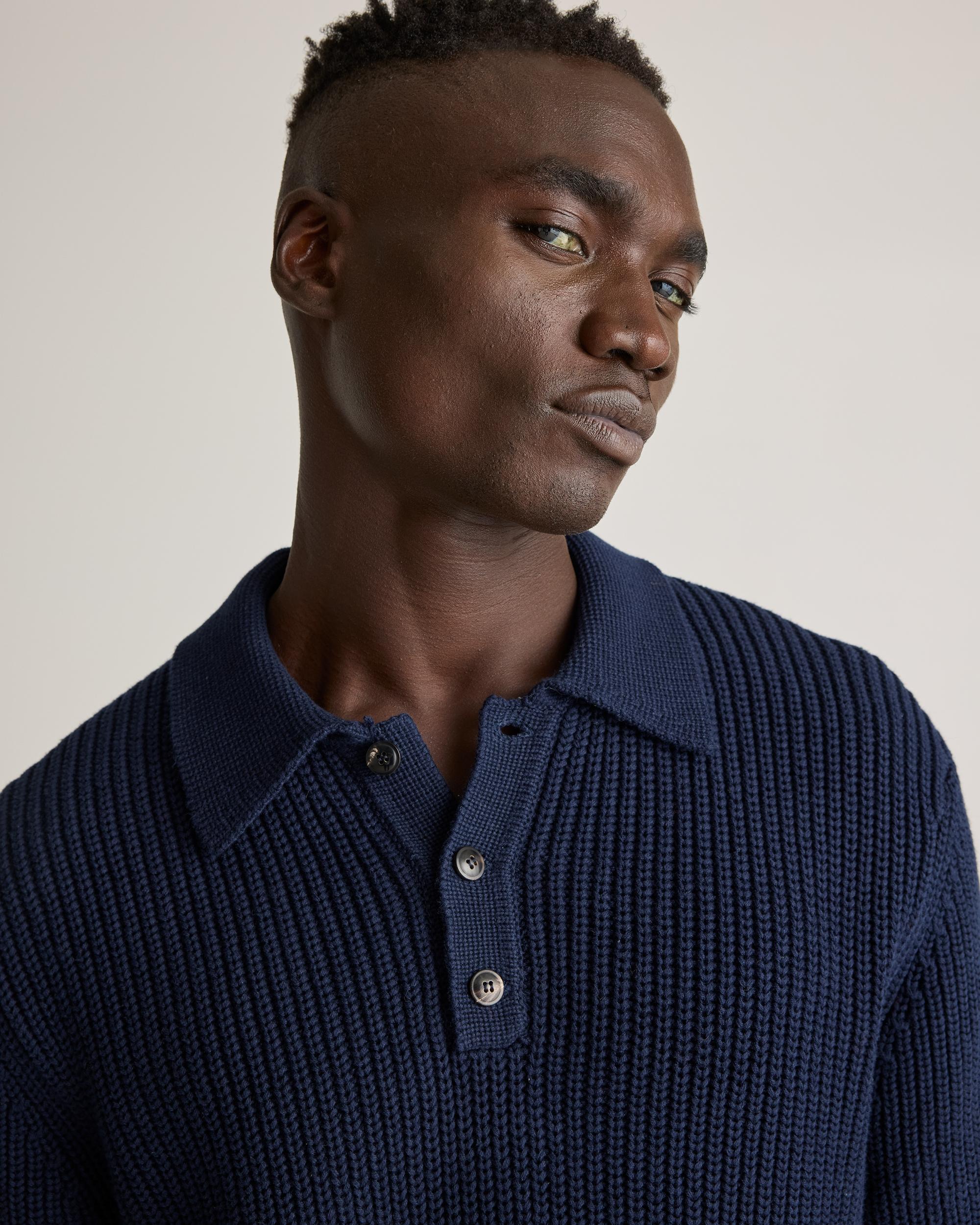 Quince | Men's Fisherman Polo Sweater Organic Cotton Product Image