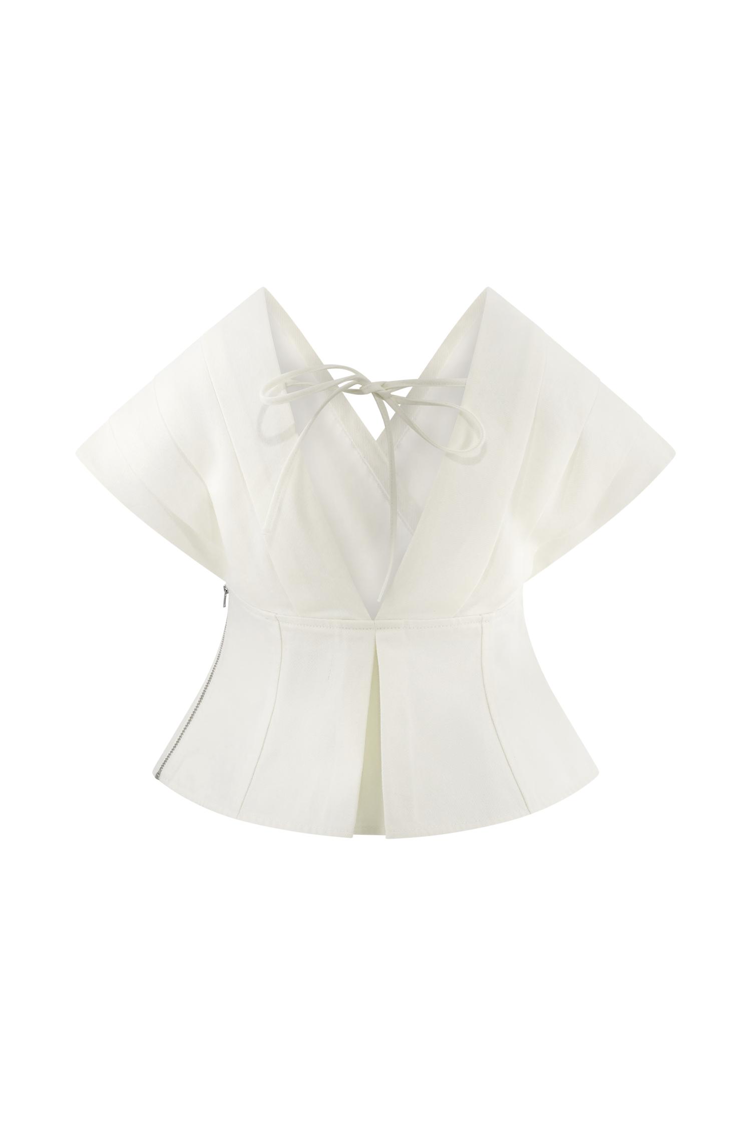 Rayne Off Shoulder Denim Top - White Product Image