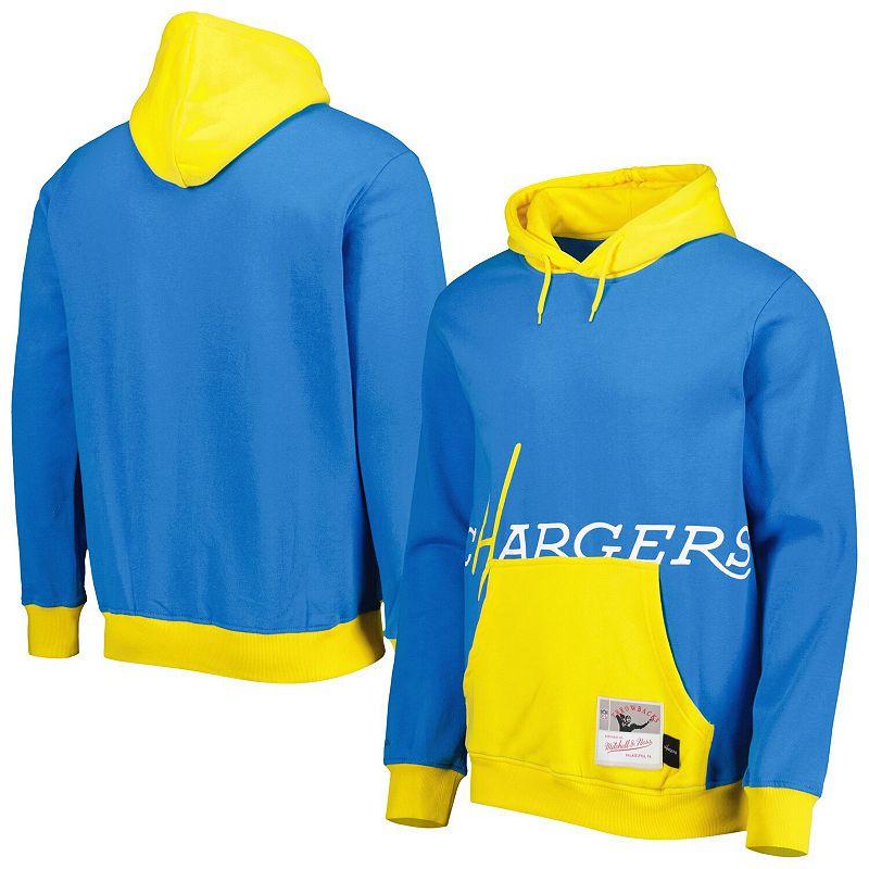 Men's Mitchell & Ness Powder Blue Los Angeles Chargers Big Face 5.0 Pullover Hoodie, Size: 2XL, Light Product Image
