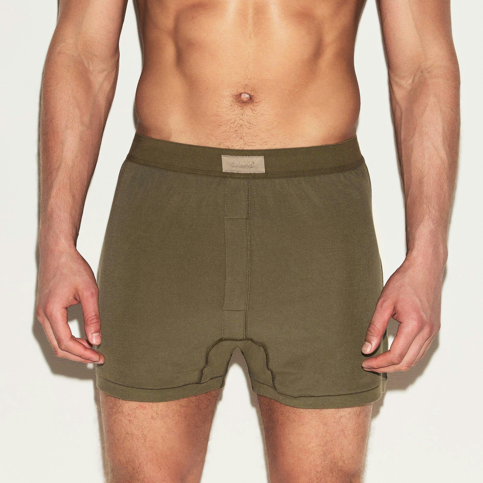 SKIMS COTTON MENS KNIT BOXER 3-PACK | ARMY MULTI Product Image