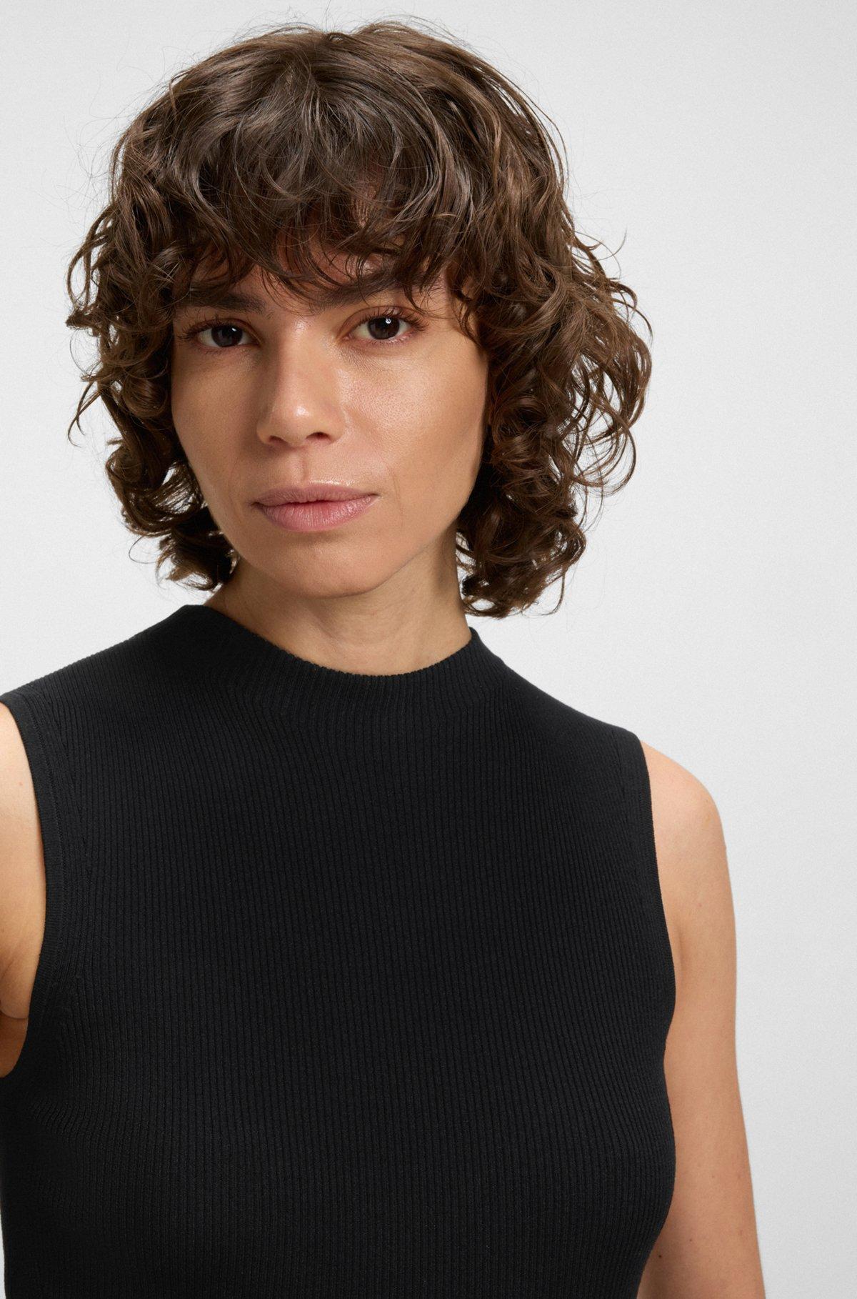 Ribbed-knit top with mock neckline Product Image