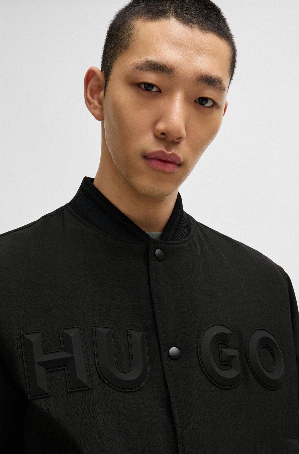 Water-repellent bomber jacket with rubberized logo Product Image