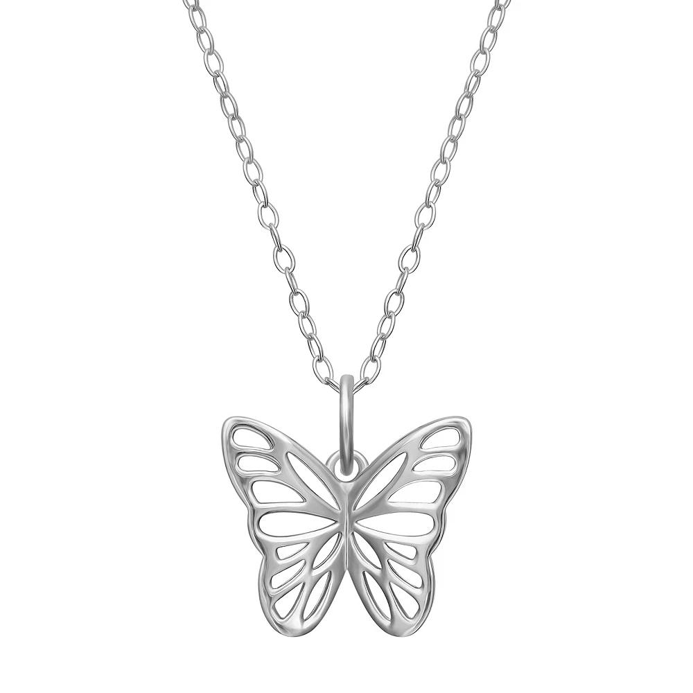 PRIMROSE Sterling Silver Cutout Butterfly Pendant Necklace, Women's, Size: 18" Product Image