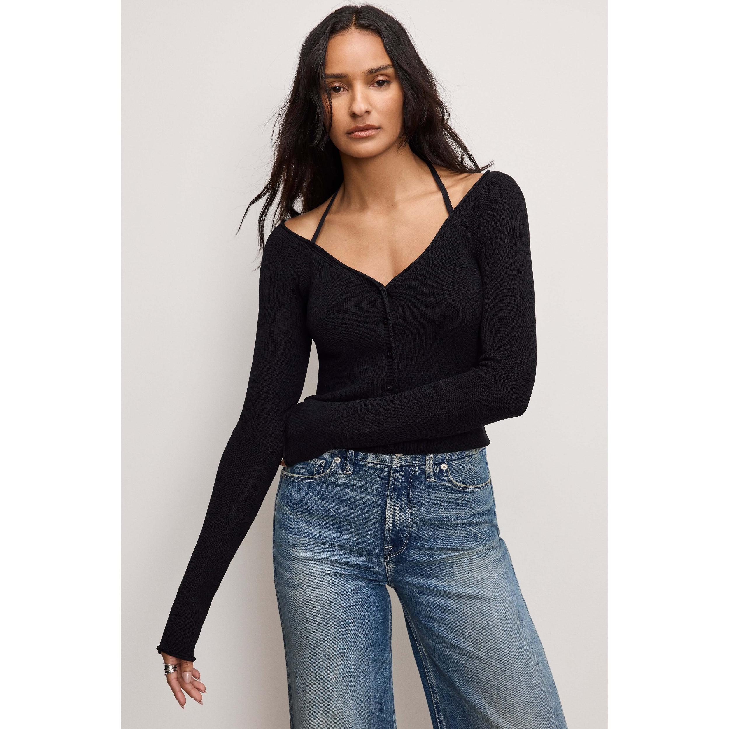Womens Stretch Rib-Knit Off-the-Shoulder Top Product Image
