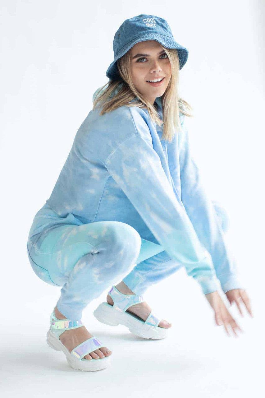 Blue Rainbow Tie Dye Joggers Product Image