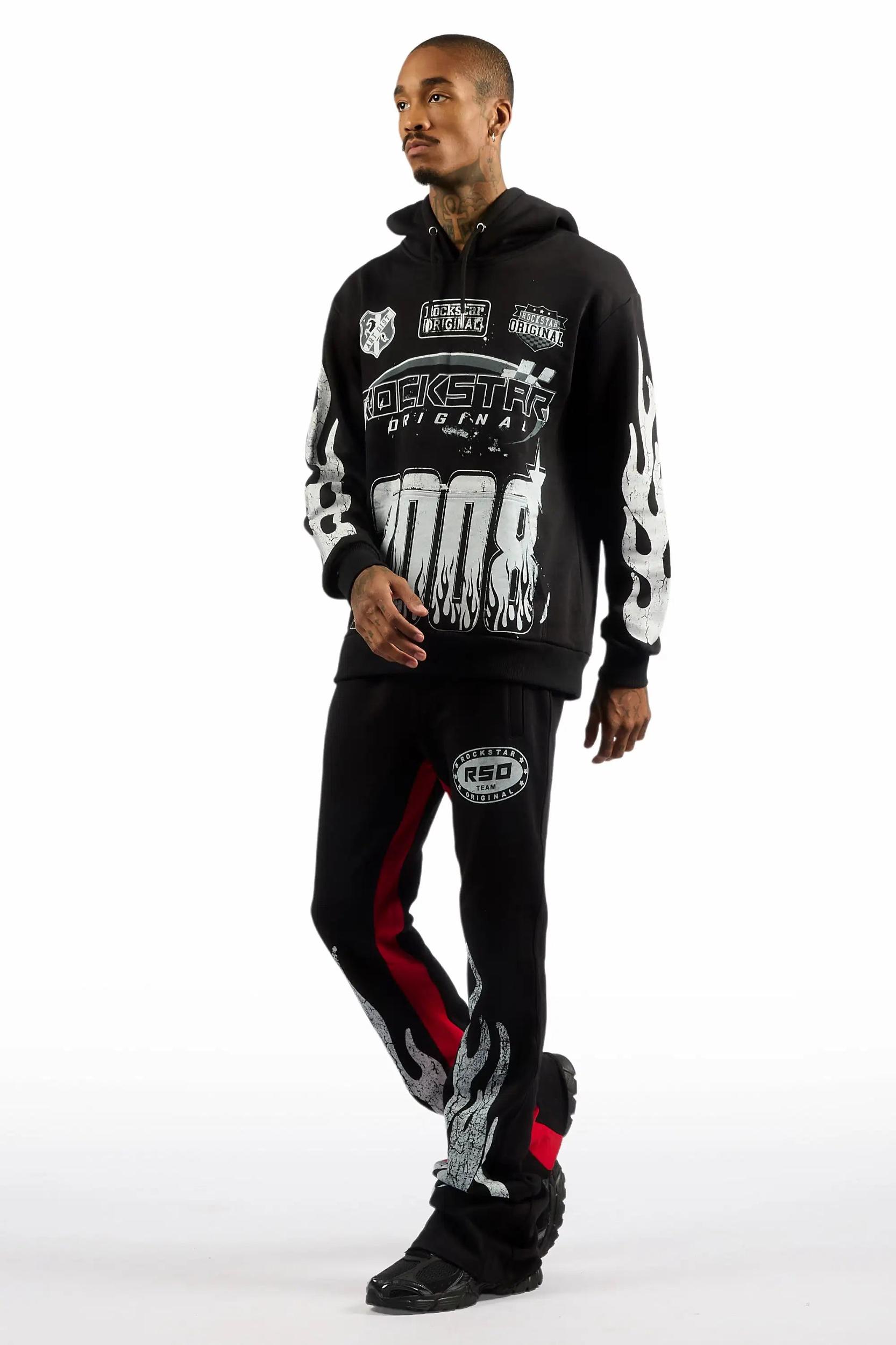 Amos Black Hoodie/Baggy Track Pant Set Male Product Image
