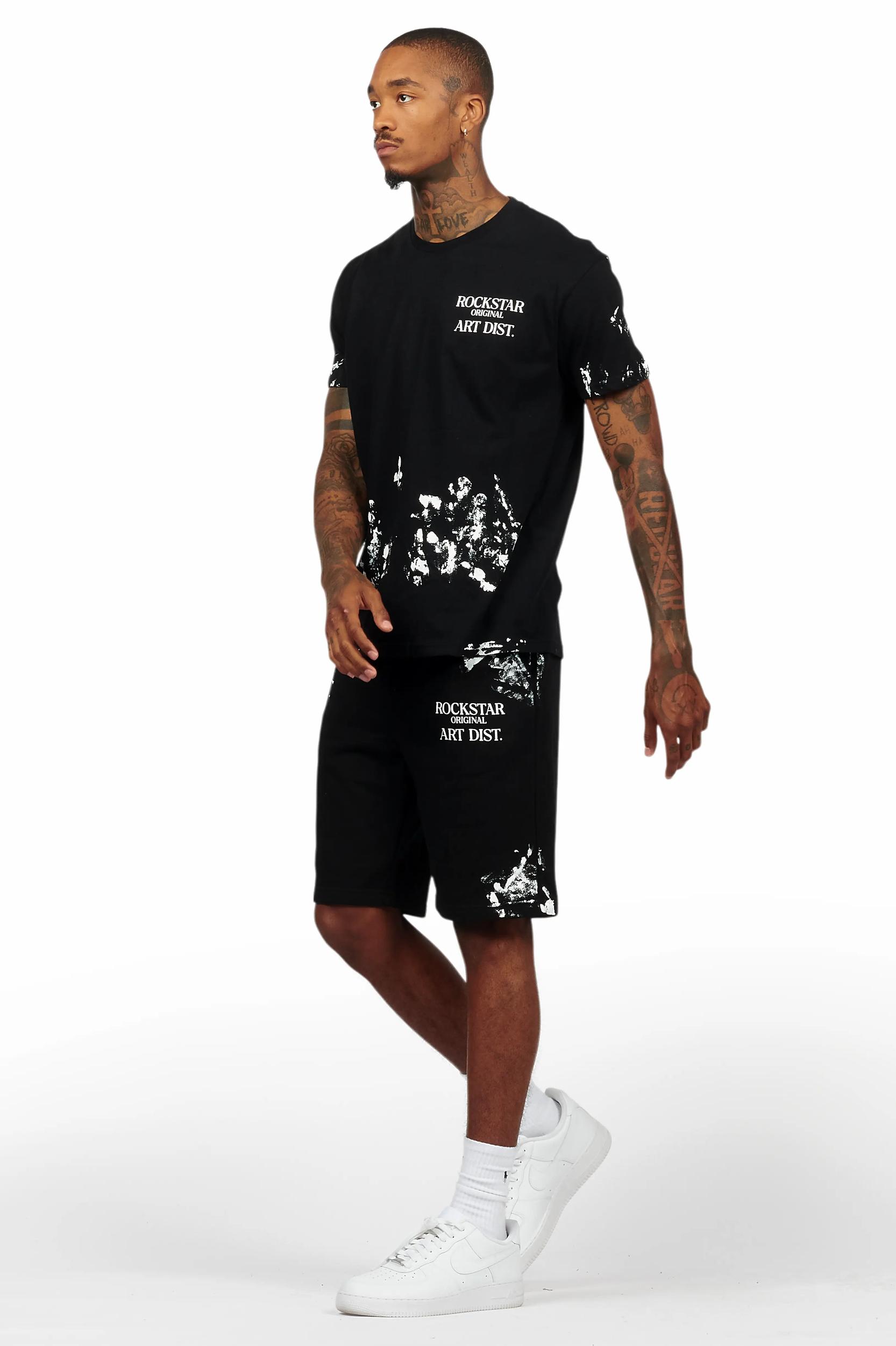 Filip Black Graphic T-Shirt Short Set Male Product Image