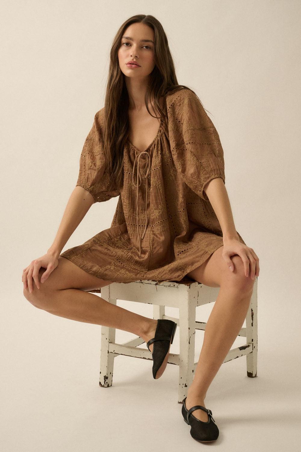 Eyelet Loose Fit Romper Product Image