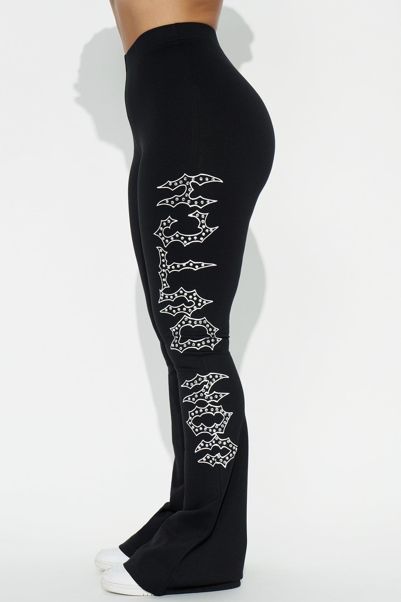 Von Dutch Fire Racer Rhinestone Flared Pant - Black Product Image