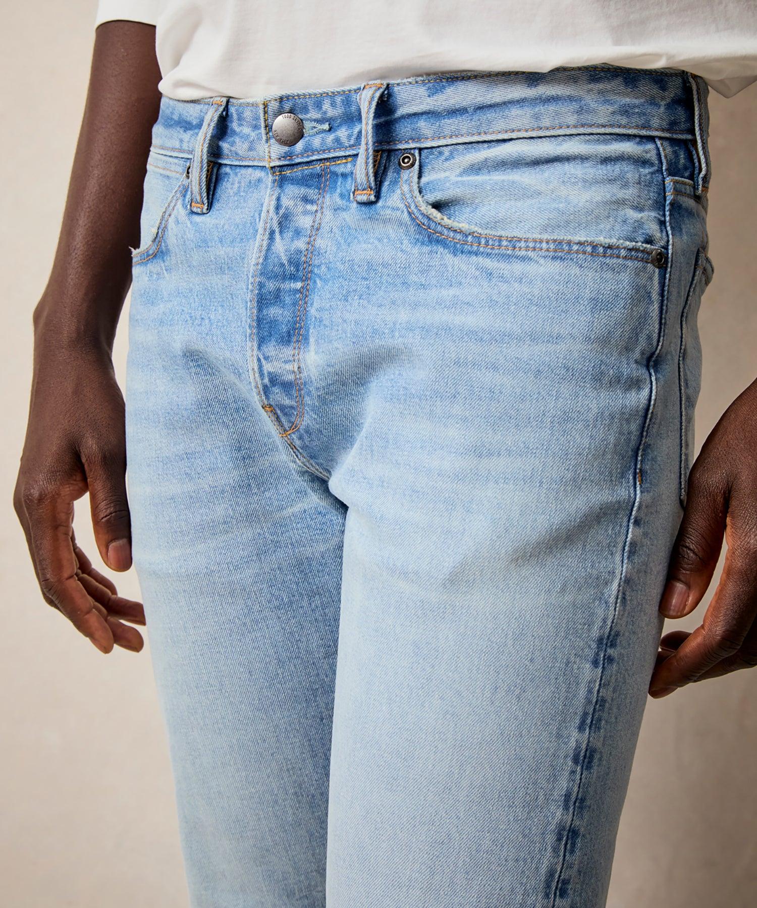 Slim Japanese Selvedge Stretch Jean in Light Indigo Product Image