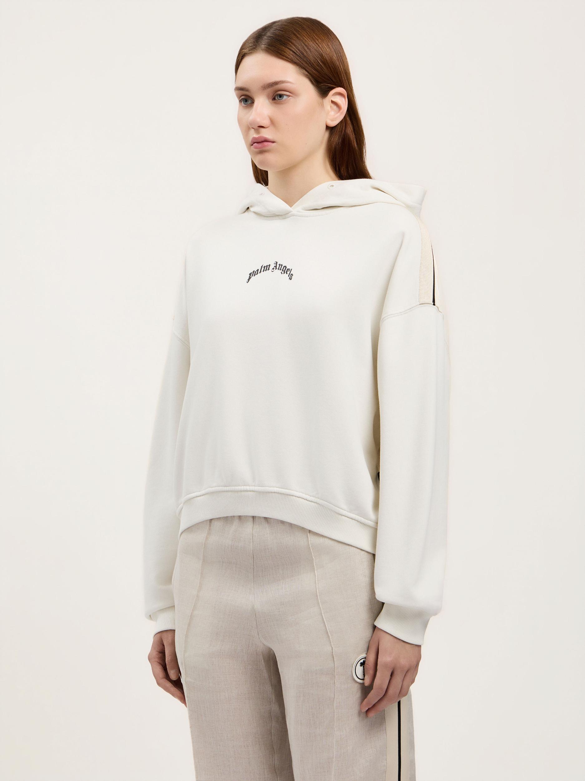 Curved Logo Loose Crop Hoodie Product Image