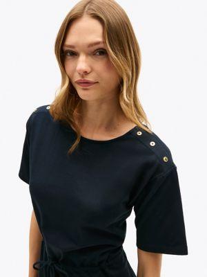 Belted Gold Button T-Shirt Dress Product Image