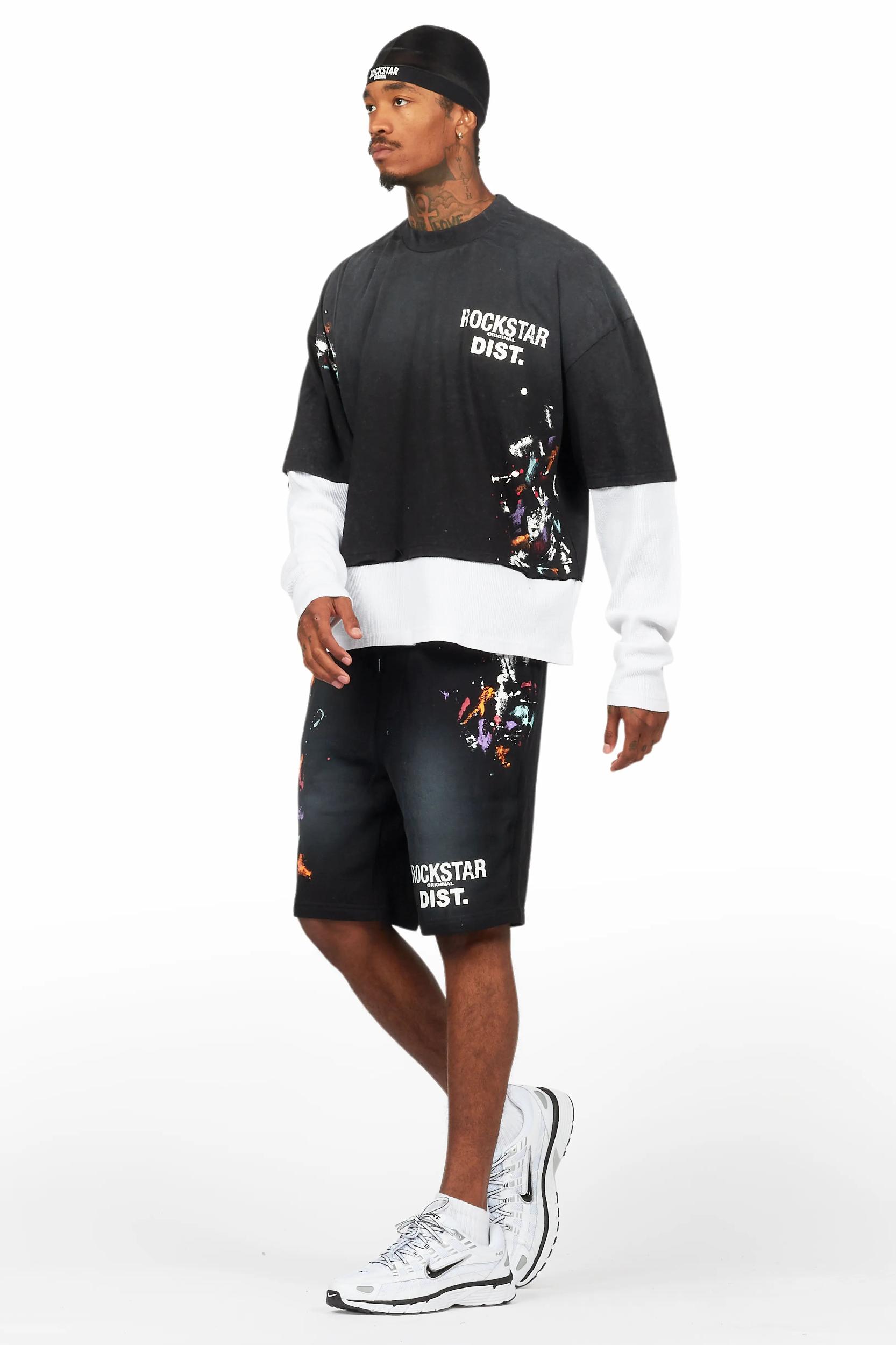 Makala Black Double Layer Short Set Female Product Image