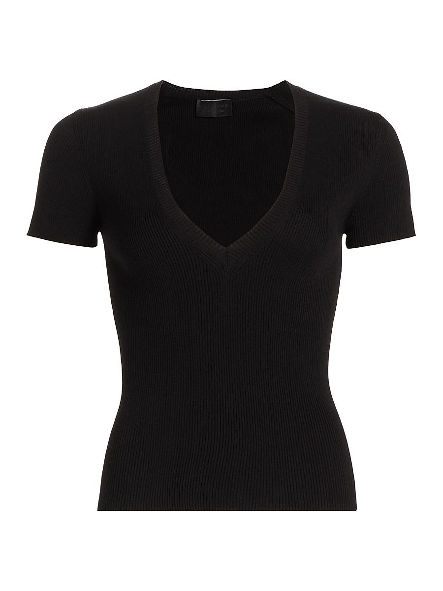 Womens Italia Rib-Knit V-Neck Sweater Product Image