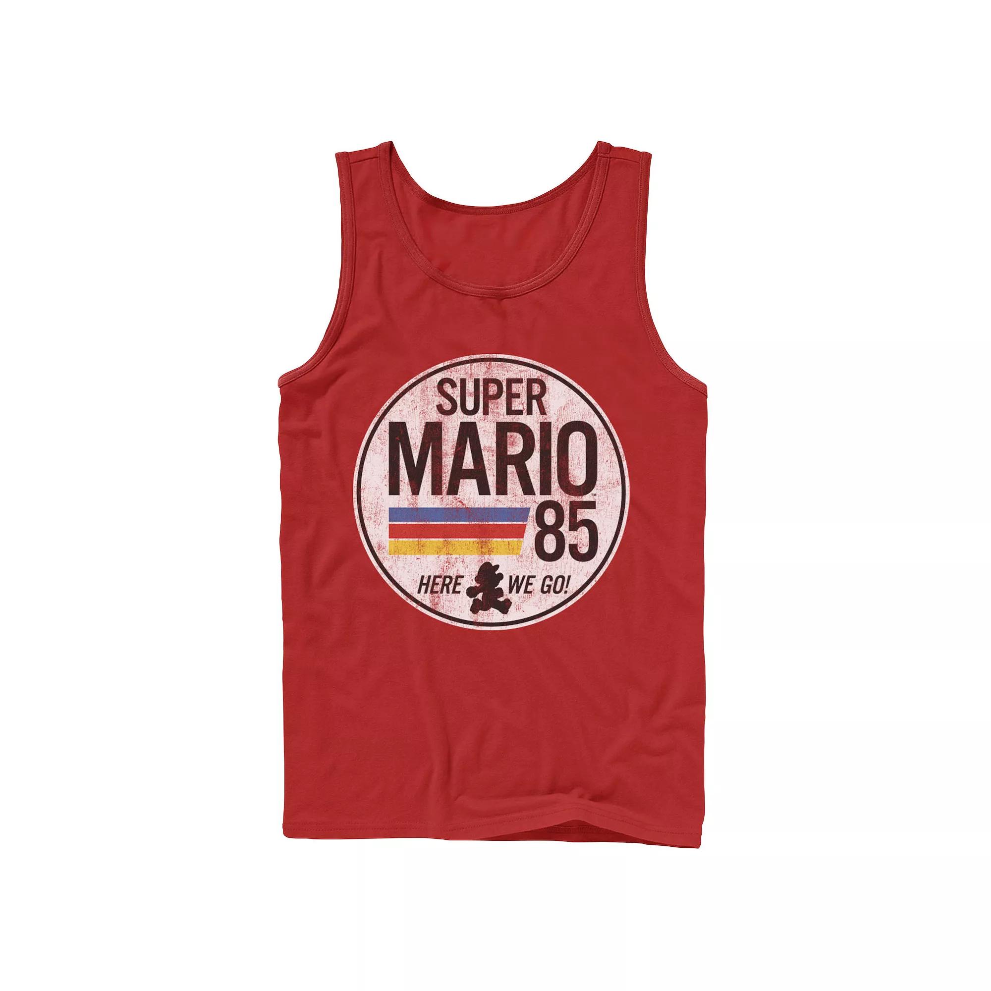 Men's Super Mario Retro Distressed Logo Tank Top,  Product Image