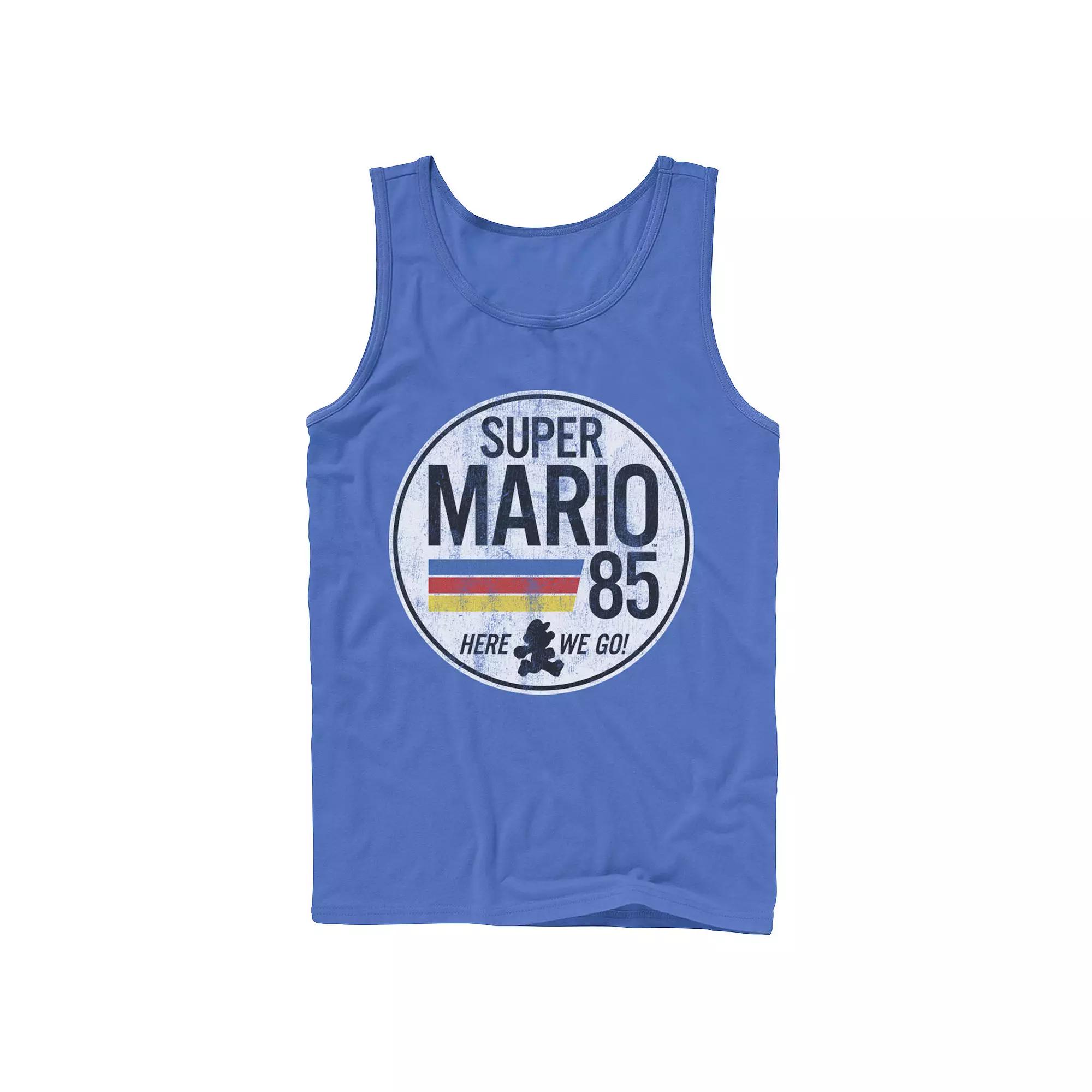 Men's Super Mario Retro Distressed Logo Tank Top,  Product Image