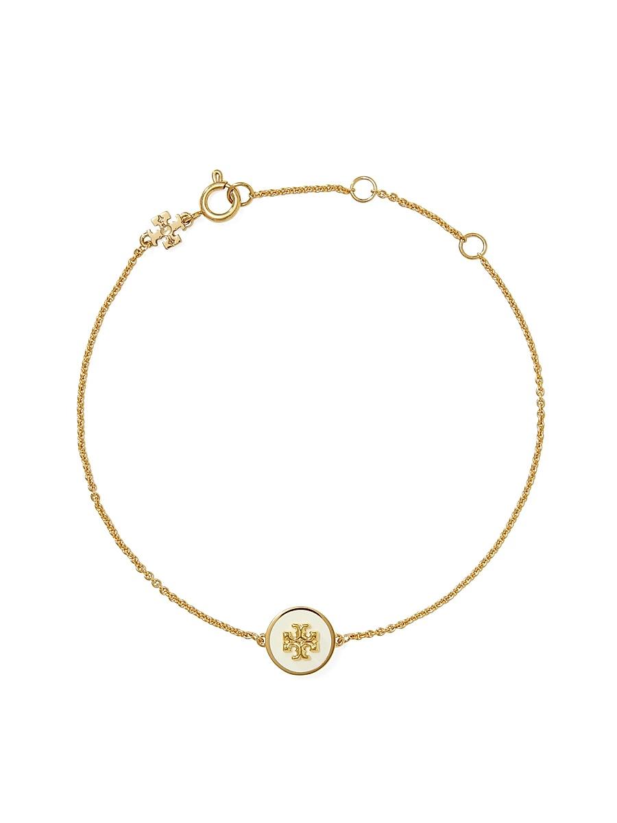 Womens Kira 18K-Gold-Plated & Enamel Logo Charm Bracelet Product Image