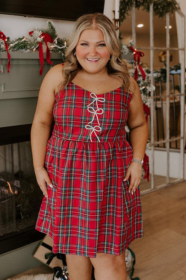 Kiss Under The Mistletoe Plaid Mini Dress Curves Product Image