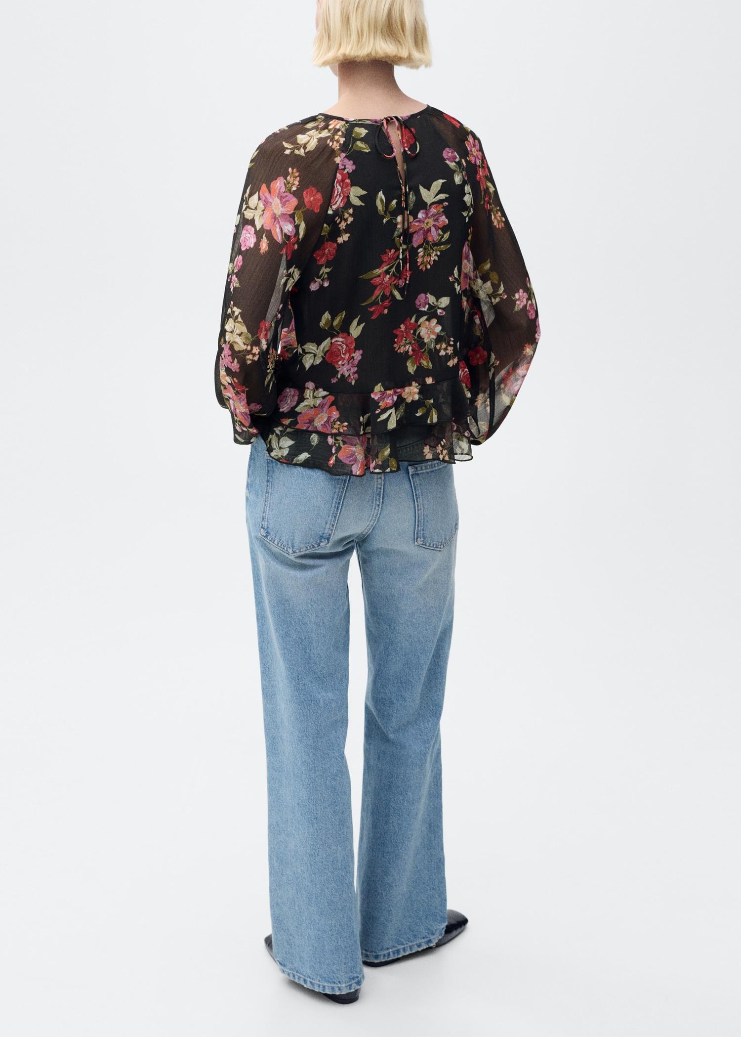 Floral ruffled blouse - Women | MANGO USA Product Image