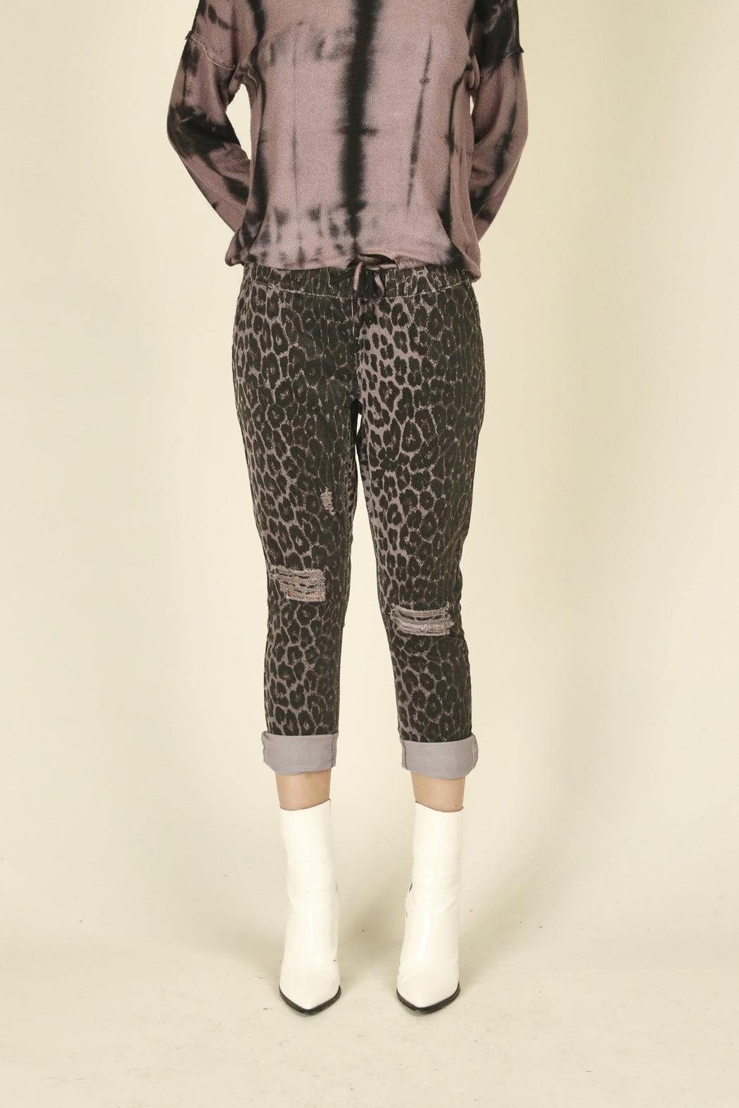 Olive Snakeskin Corduroy Boyfriend Joggers Product Image