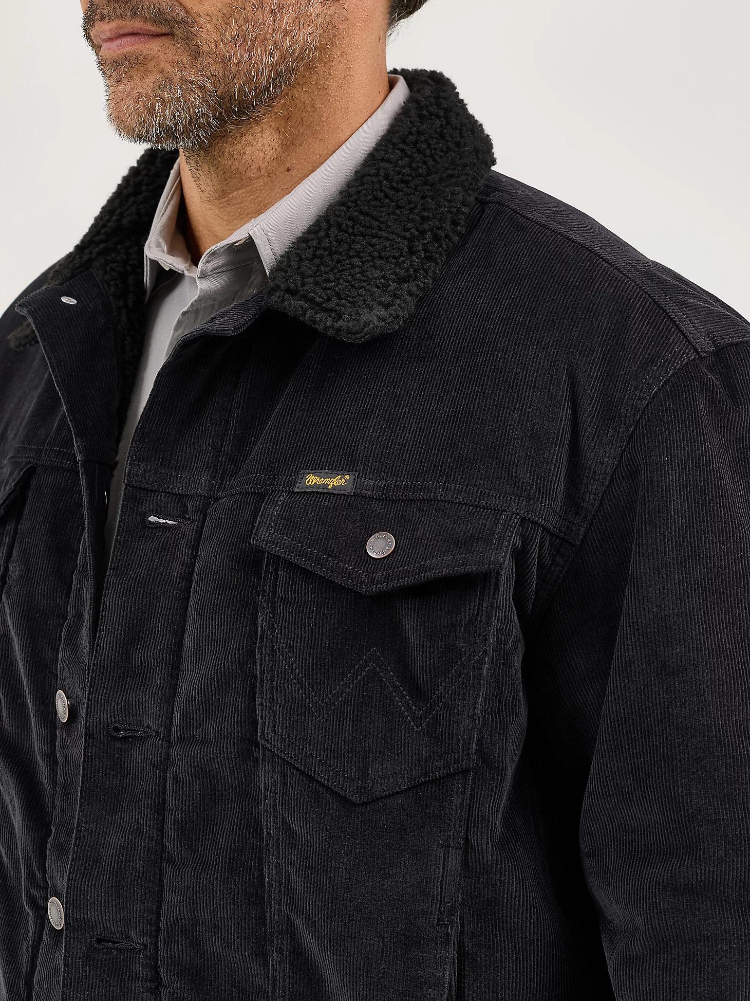 Men's Wrangler® Cowboy Cut® Sherpa Lined Corduroy Jacket in Caviar Product Image
