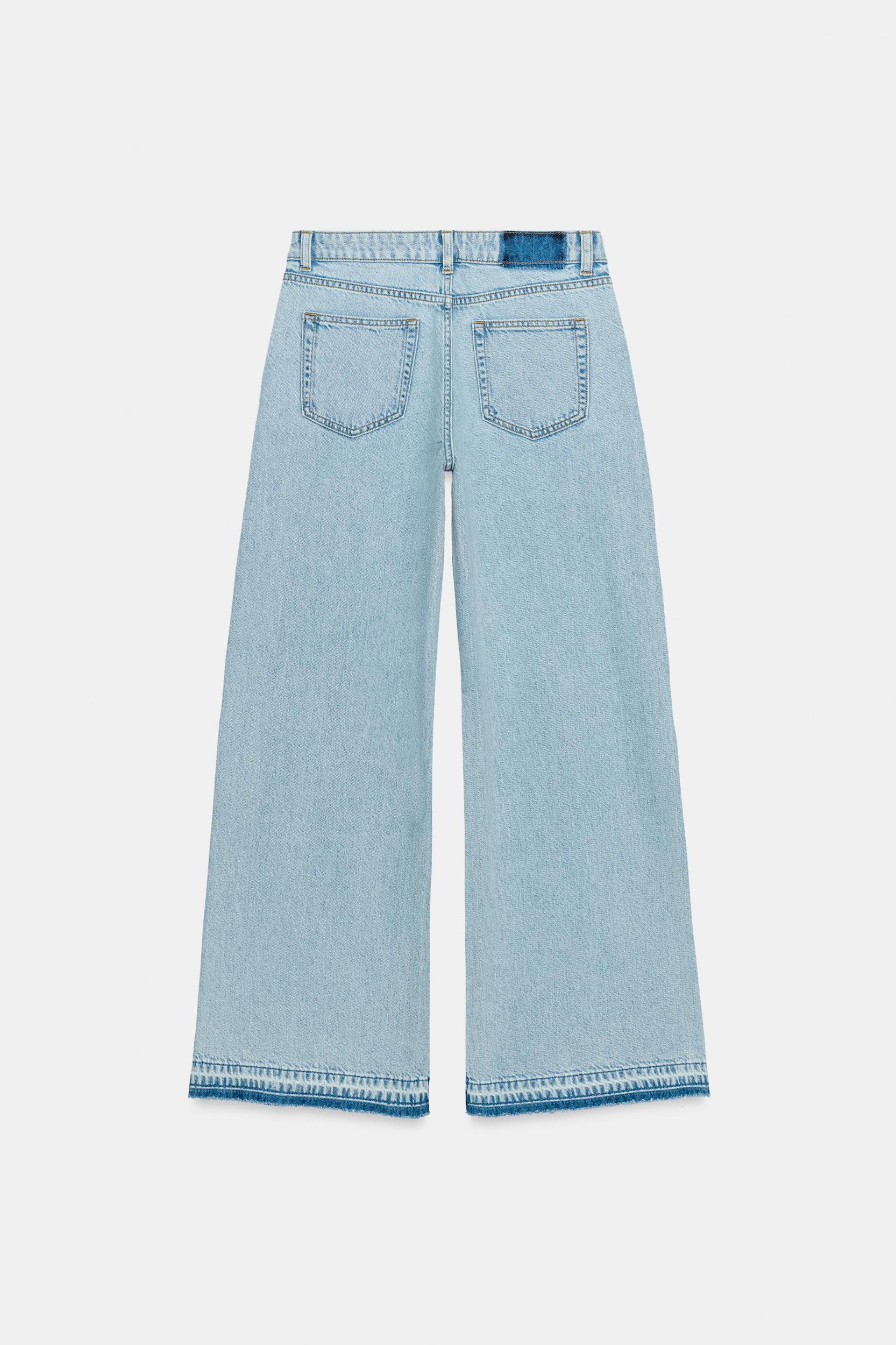 Z1975 HIGH WAIST WIDE LEG CROCHET COMBINED JEANS Product Image