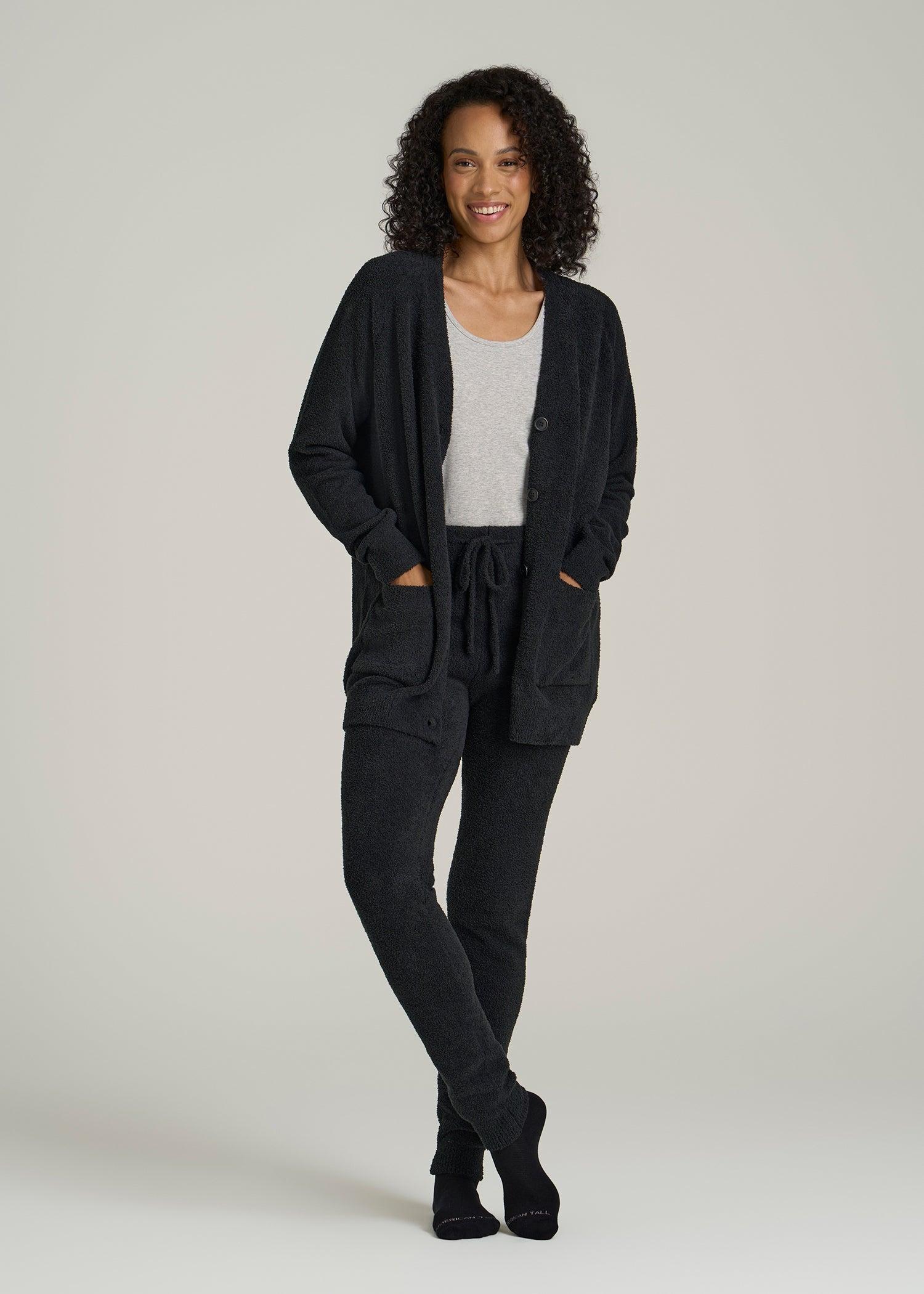 Chenille Cardigan for Tall Women in Black Female Product Image