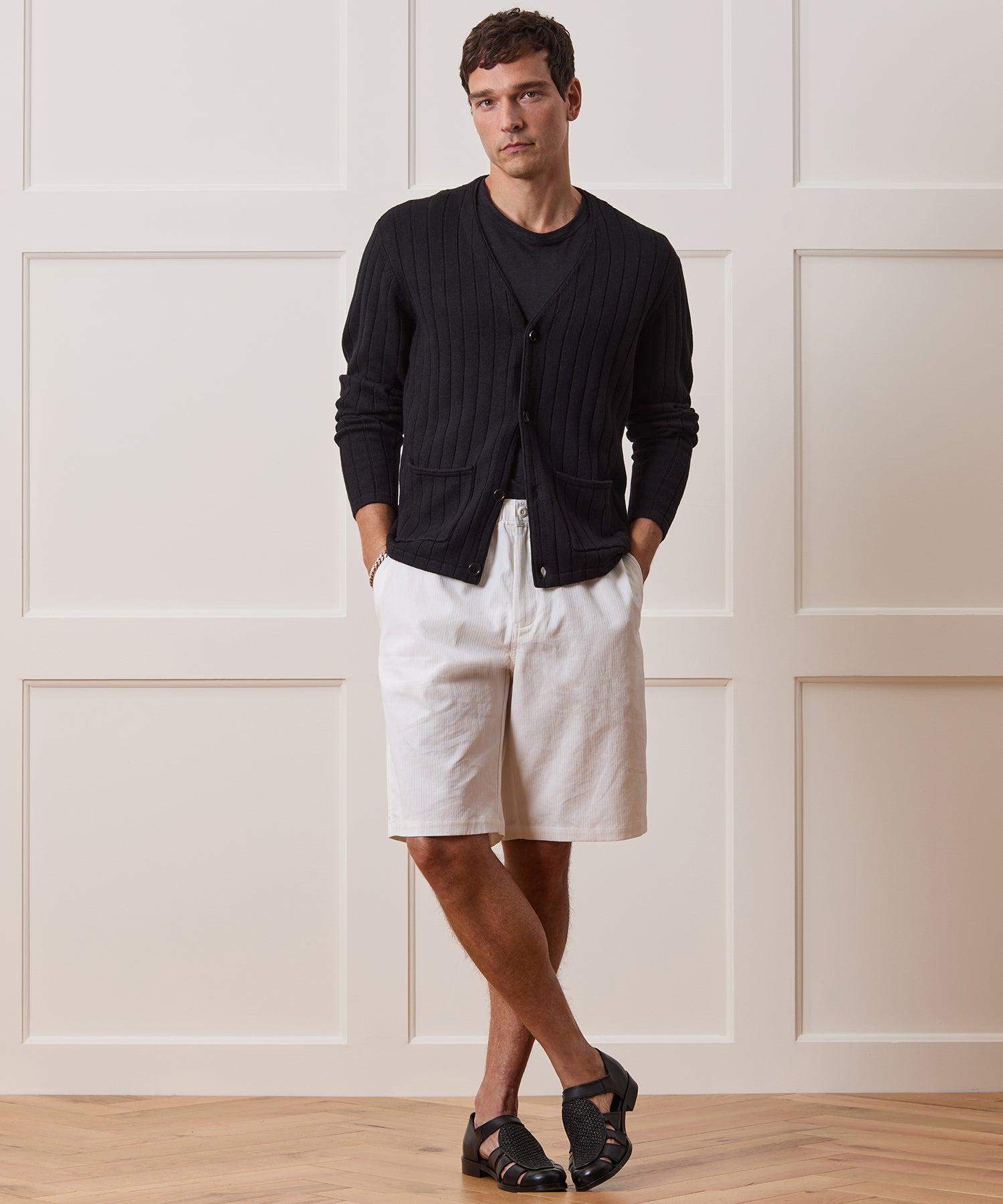 Relaxed Linen-Cotton Ribbed Cardigan Product Image