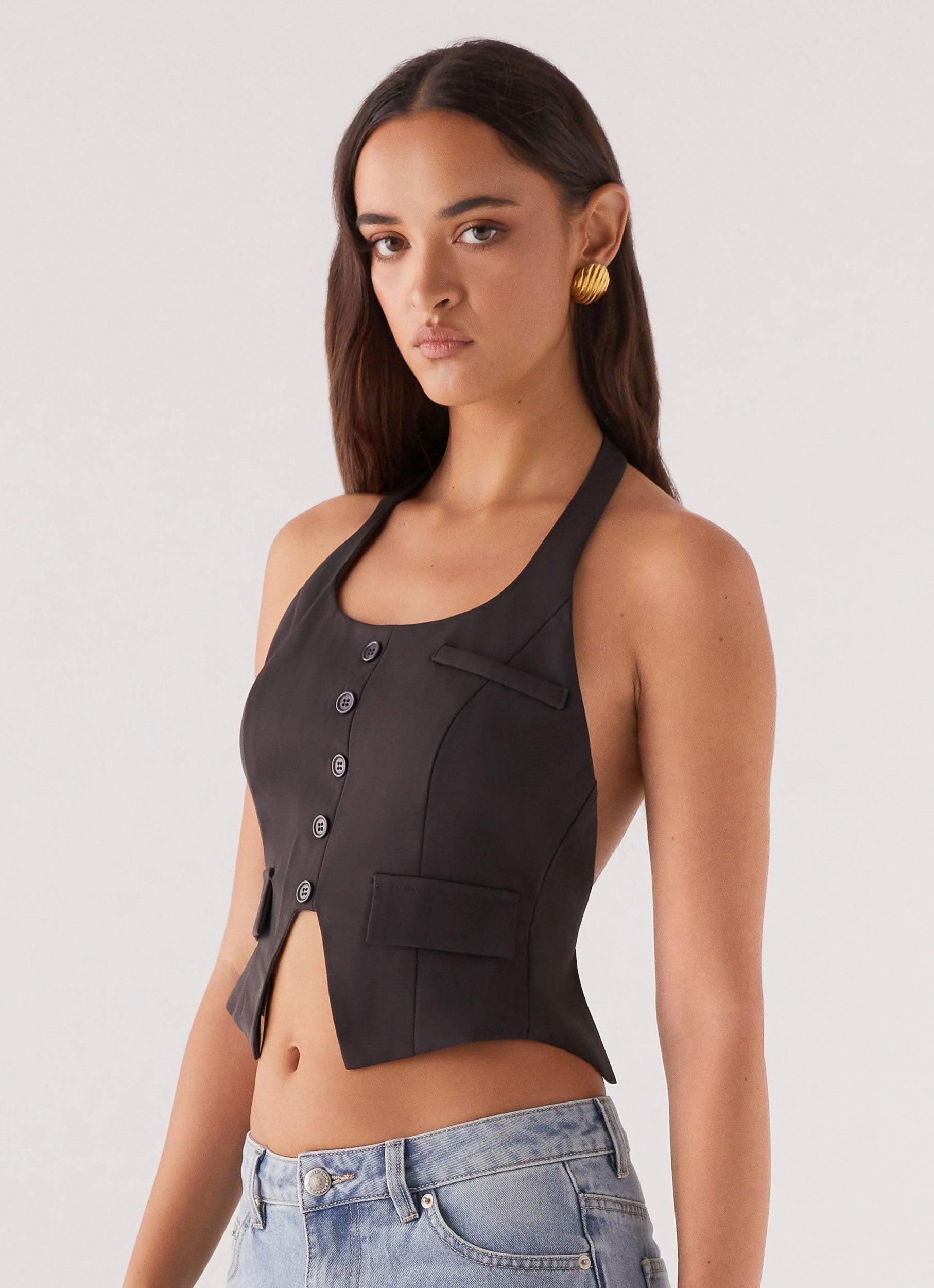 Kendra Backless Vest - Black Product Image