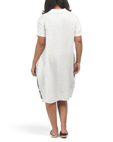 Linen Floral Border Print Dress for Women | Cotton Product Image