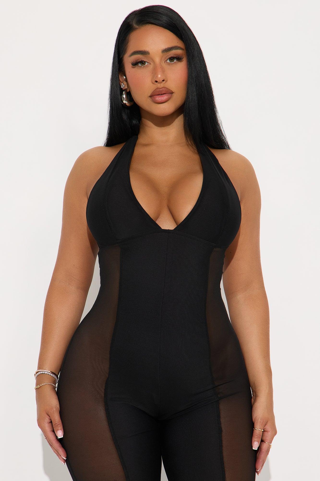 The Main Stage Mesh Capri Jumpsuit - Black Female Product Image