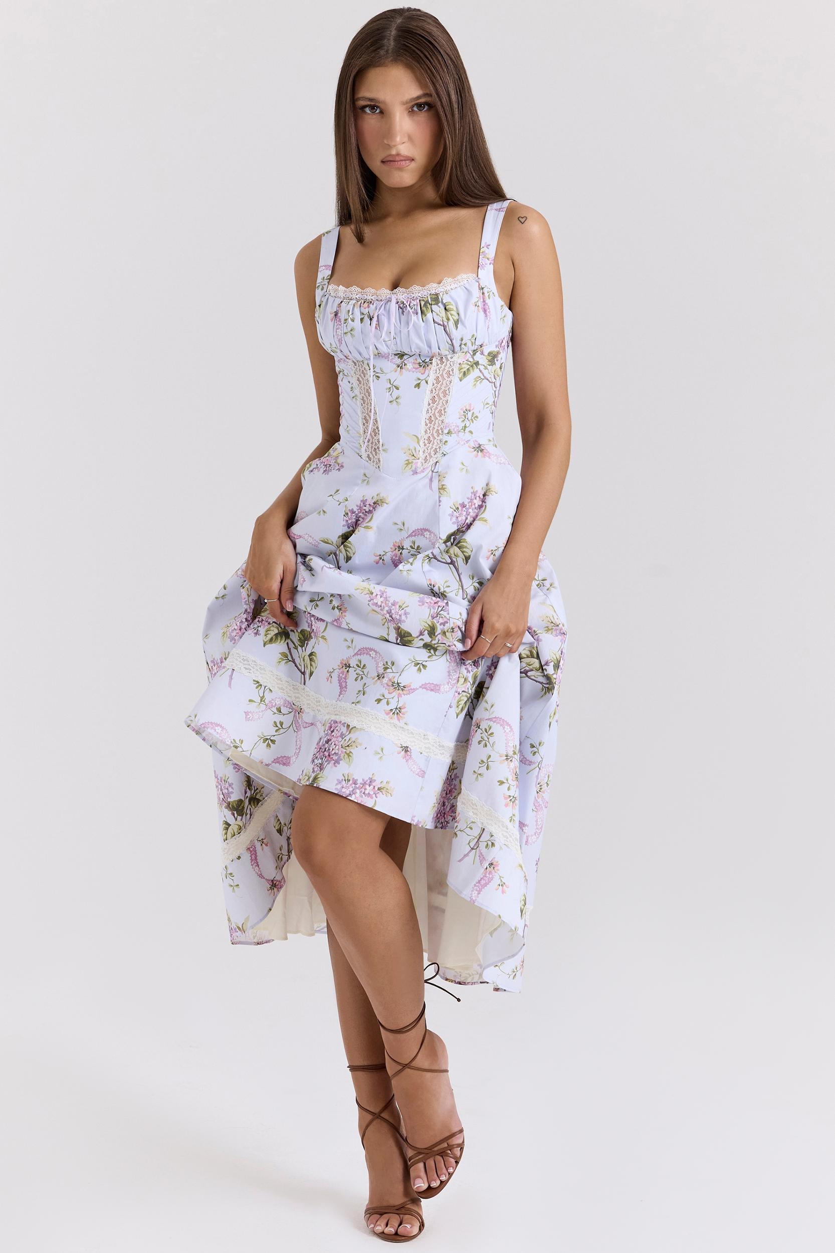 Kim  lilac floral cotton midi sundress Product Image