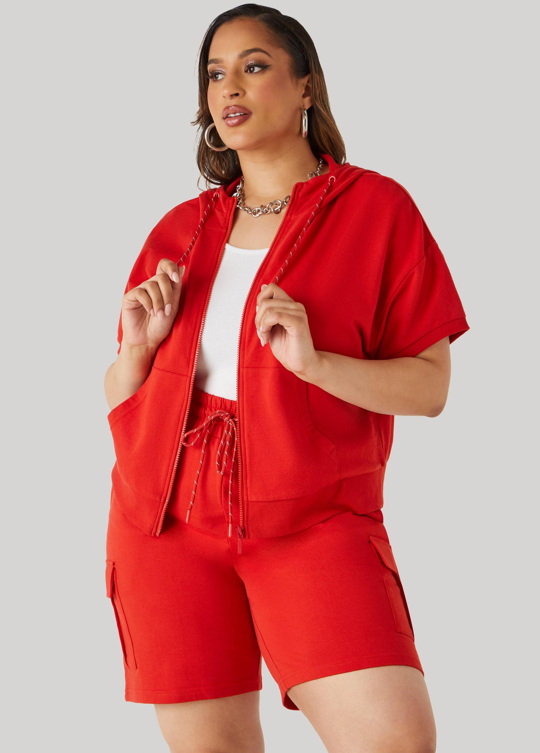 Plus Size Zip Front French Terry Hoodie Ashley Stewart Product Image