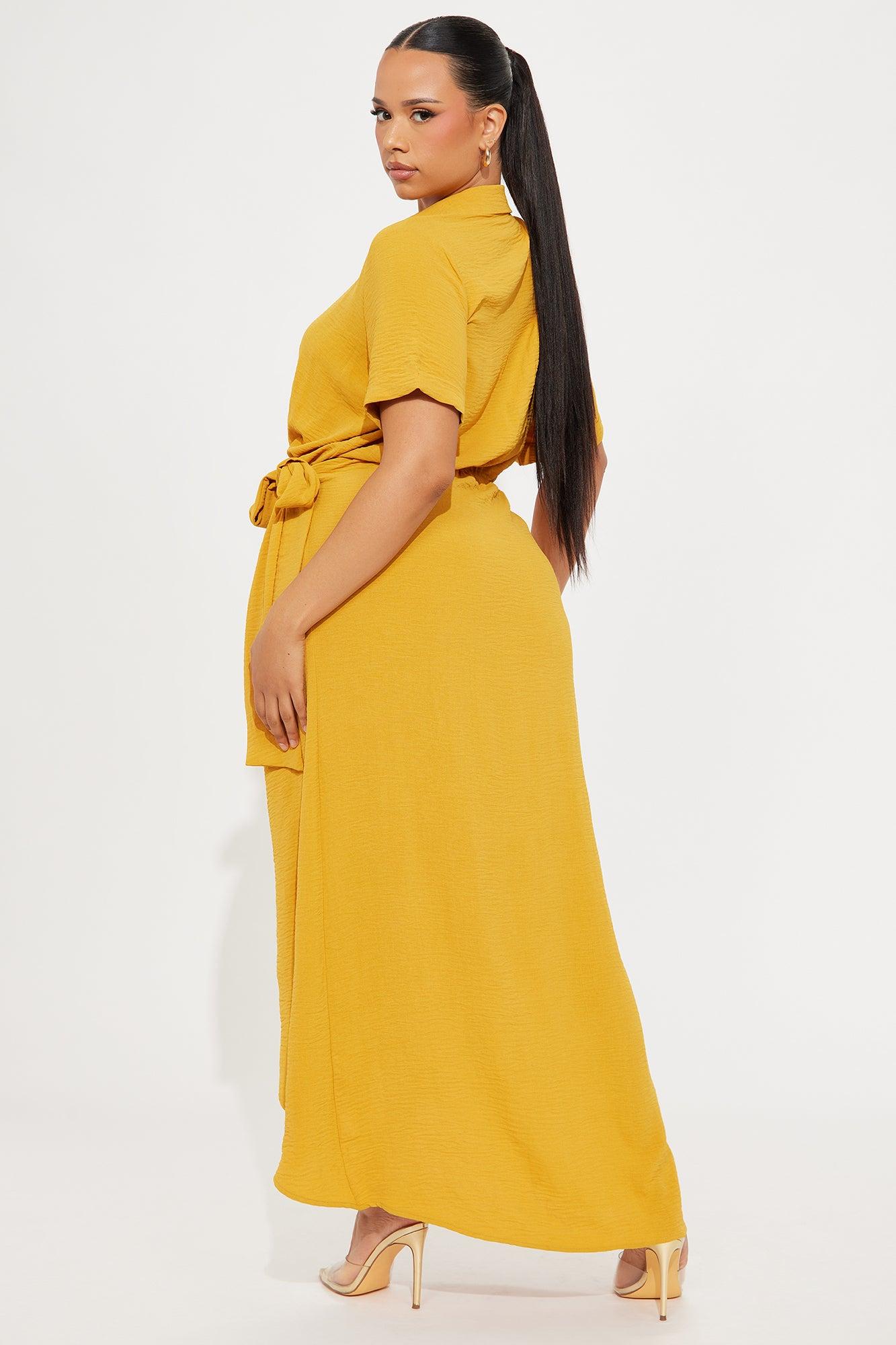 Nina Surplice Maxi Dress - Gold Product Image