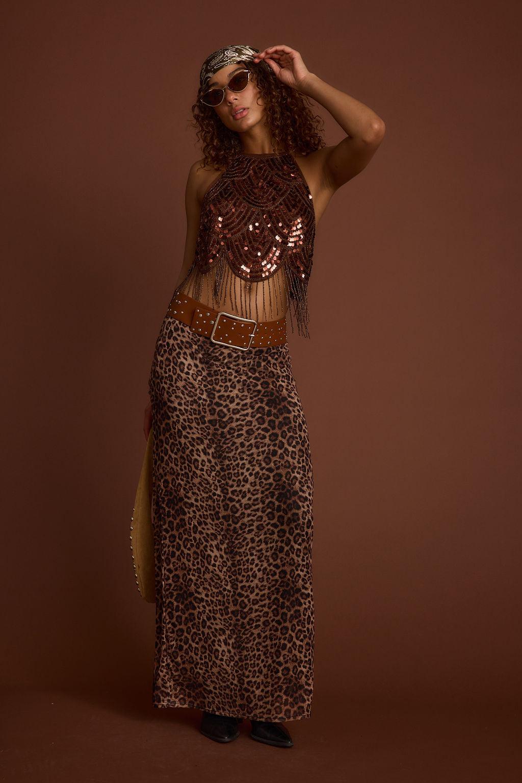 Julia Leopard Print Maxi Skirt Product Image