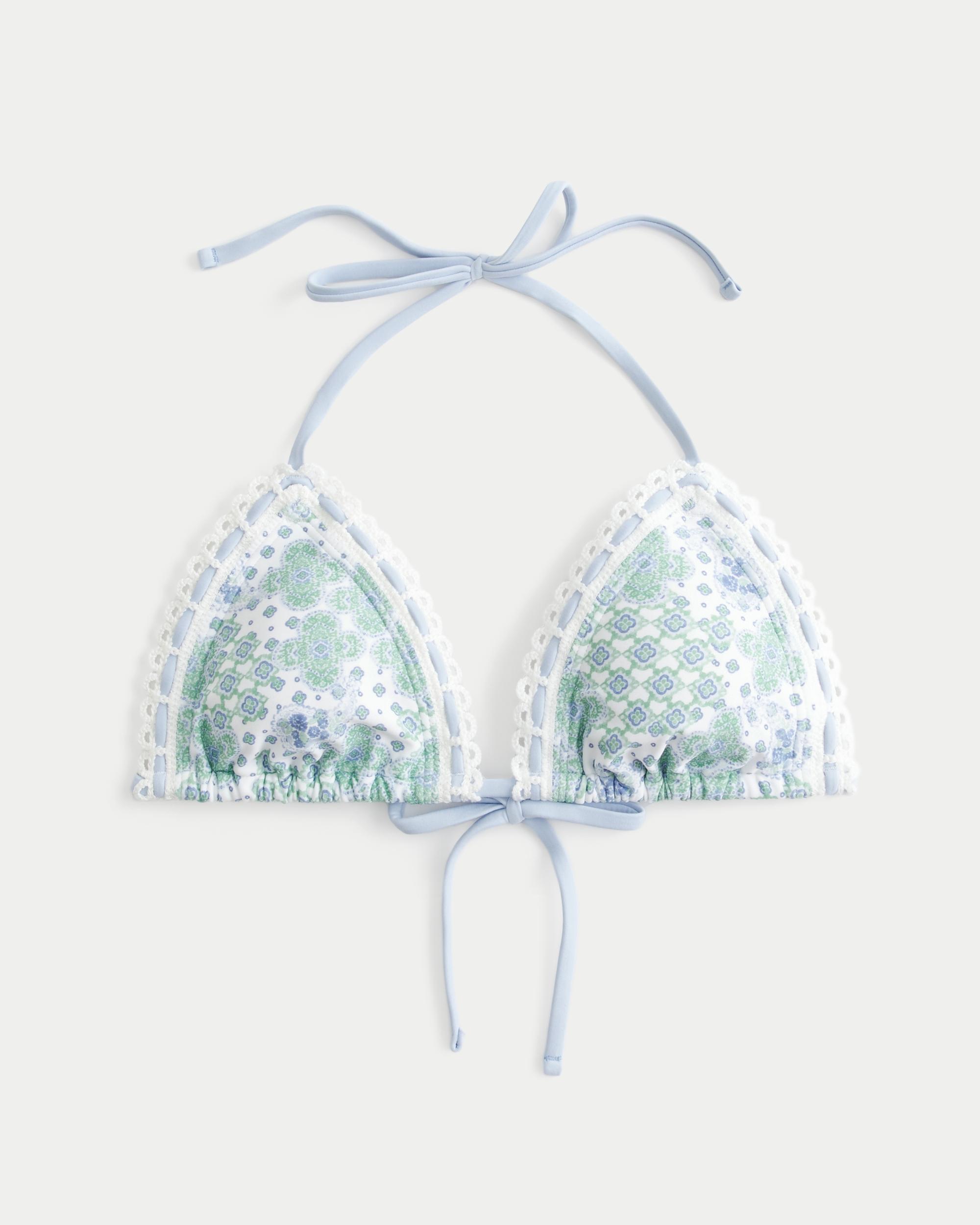 Stitched Trim Halter Triangle Bikini Top Product Image