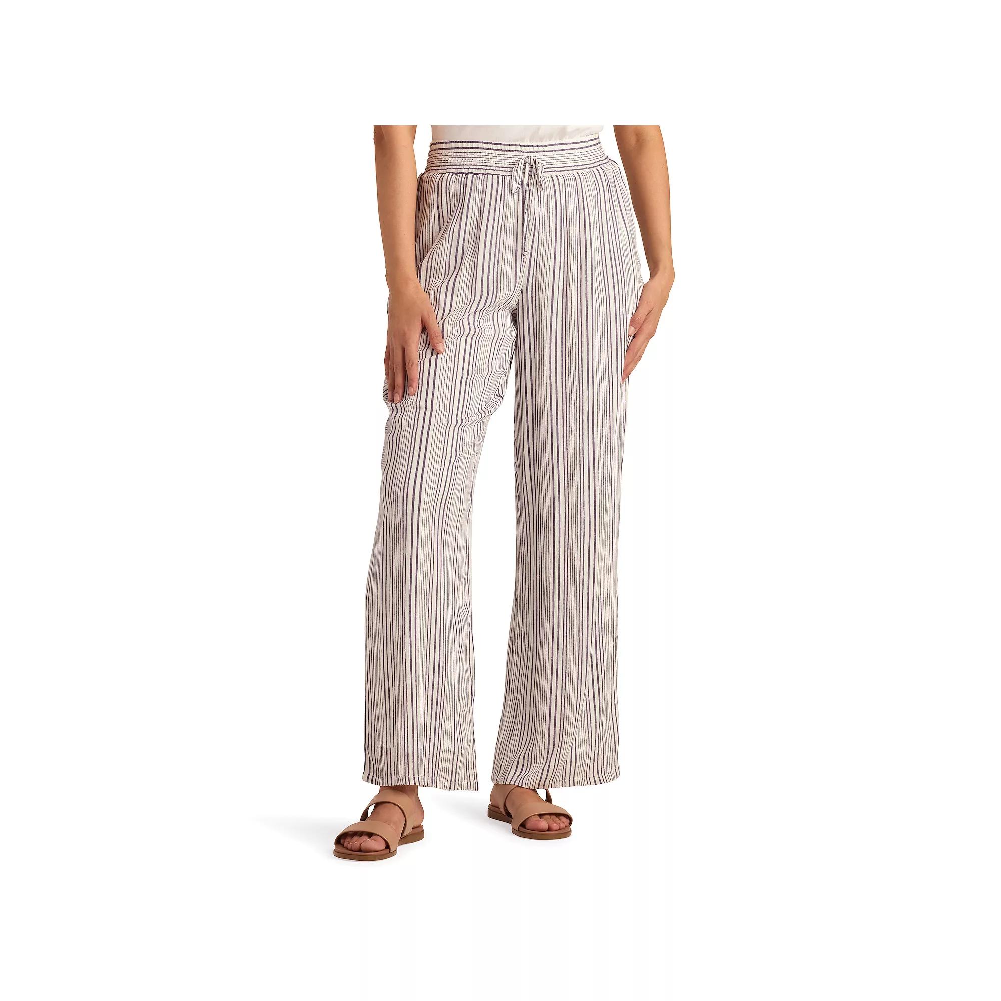 Womens AB Studio Pull-On Elastic Waist Pants Blue Stripe Product Image