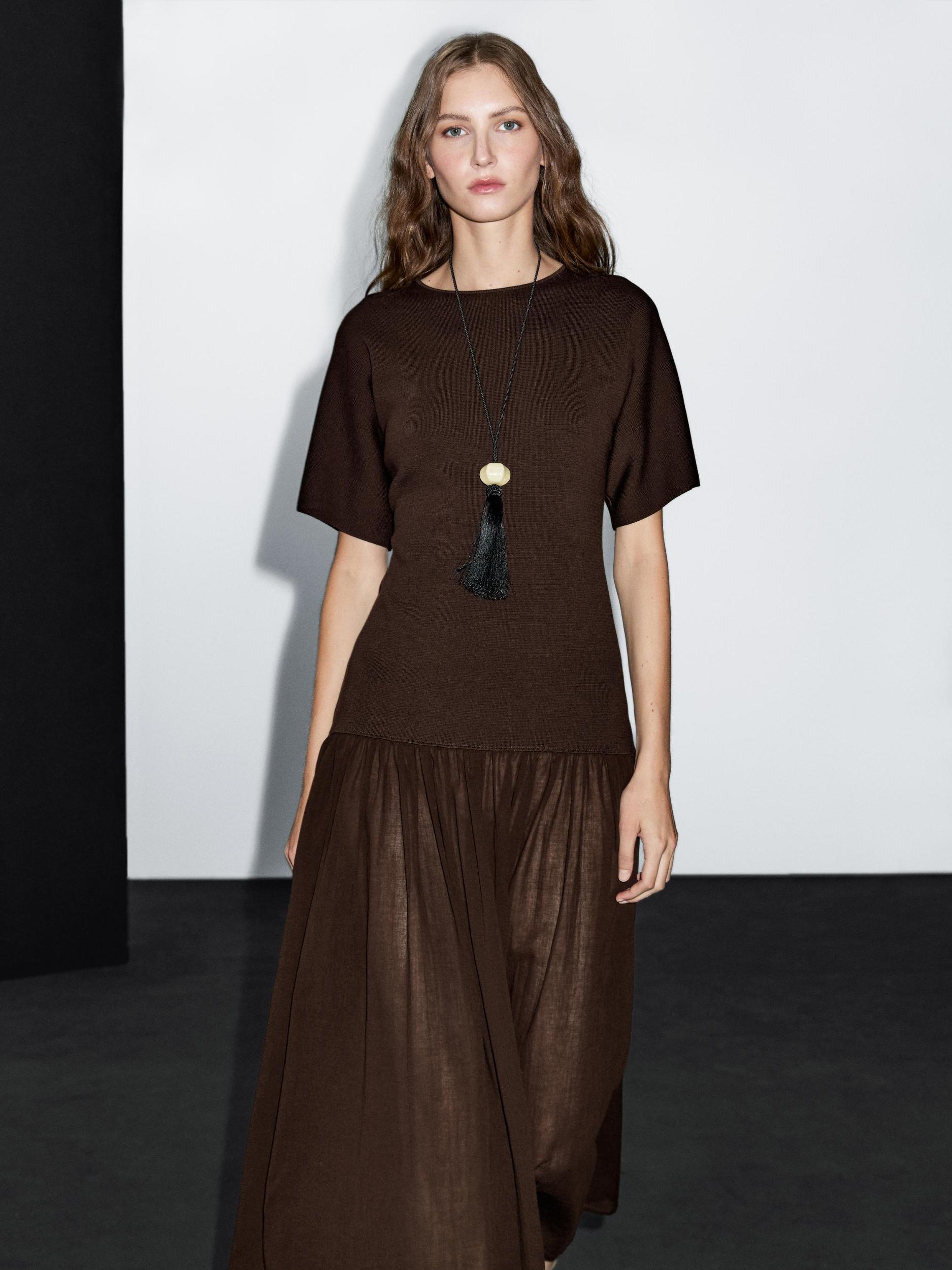 Knit dress with contrast gathered detail Product Image