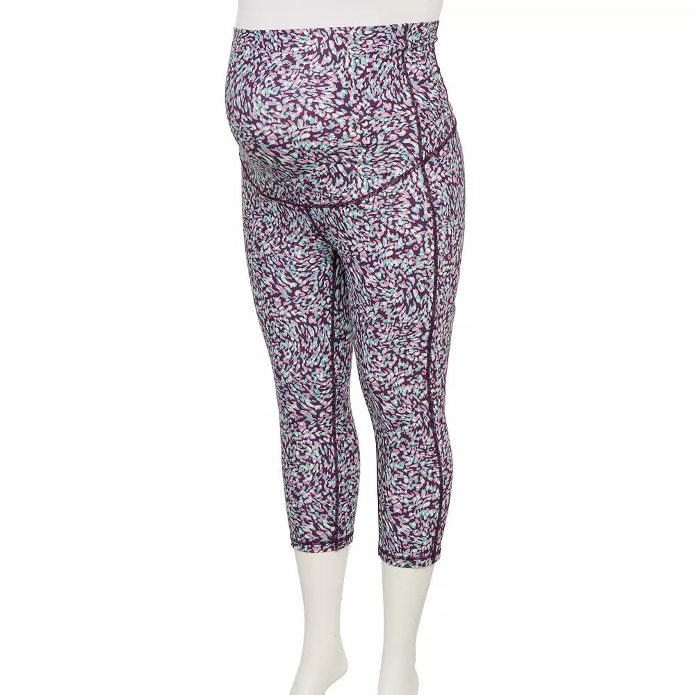 Plus Size Maternity Tek Gear® Ultrastretch High Rise Capri Leggings, Women's, Size: 2XL, Purple Spotted Product Image